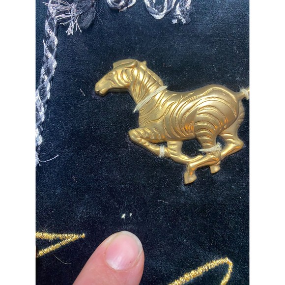 Vintage La Daphne Italian Sweater. Italy Size 36. Black Zebra Velour Velvet Gold - Picture 9 of 16